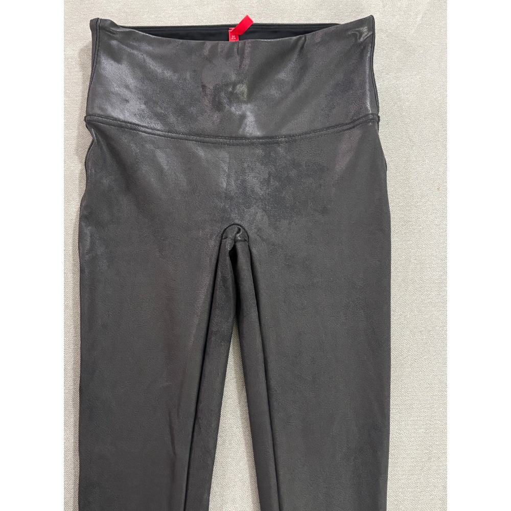 Spanx Faux Leather‎ Leggings Women's Medium Black Comfortable High Waist Tummy